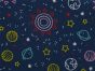 Space Polycotton Print, Navy