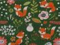Vixen Forest Fox Cotton Print, Green