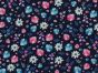 Watercolour Poppy Garden Cotton Poplin Print, Navy