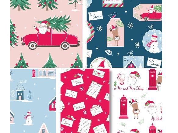 Christmas Post Cotton Fat Quarter 5 Pack