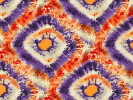 100% Cotton - Tie Dye - Orange/Purple - Sold by Half Metre