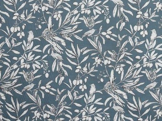 Aviary Cotton Curtain Fabric, Bluebell