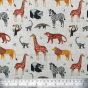 Zoo Animals Linen Look Cotton Panama, Natural