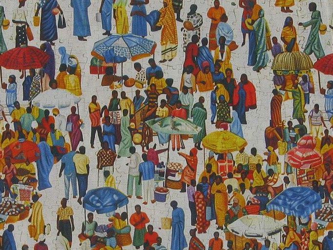 Vibrant Africa Cotton Poplin, Market Bustle