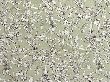 Aviary Cotton Curtain Fabric, Apple