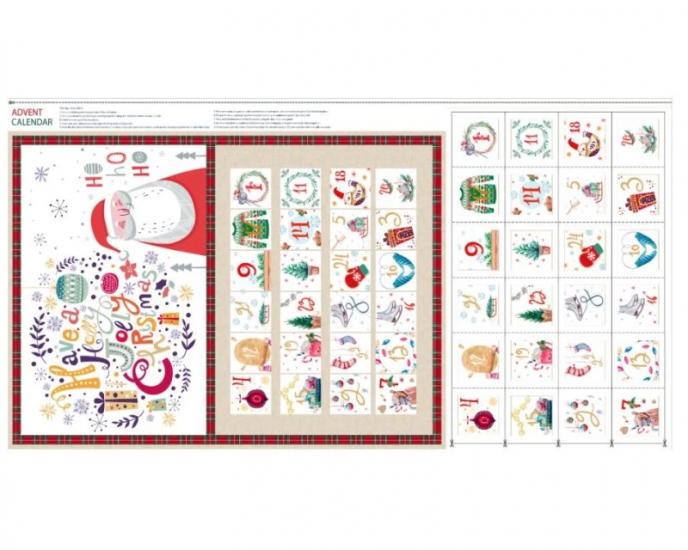 Christmas Advent Calendar Panel, Bright Santa
