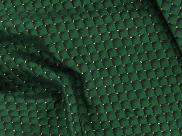 Brocade Squares - Green with Gold