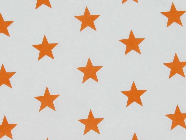 Stars Polycotton Print - Orange