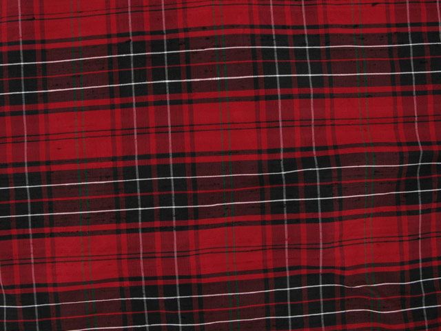 Silk Dupion Plaids Tartan - Red and Black