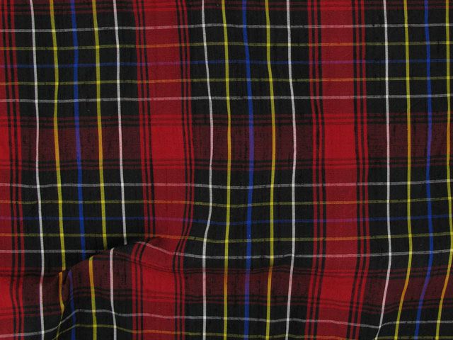 Silk Dupion Plaids Tartan - Black and Red