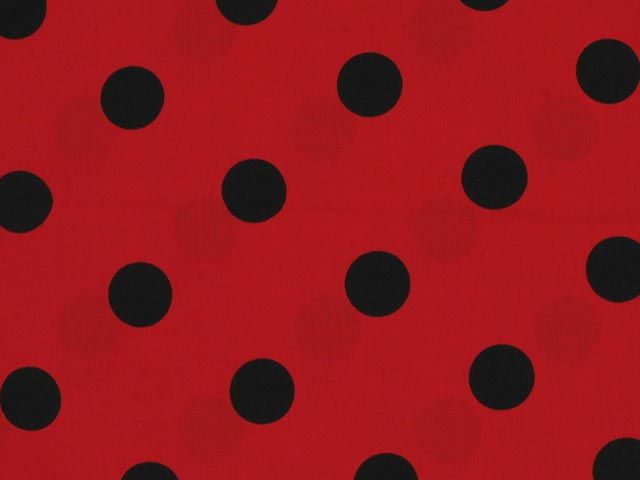 Large Black Polka Dot on Red Background Polycotton Print