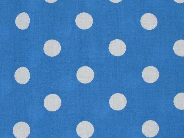 Large White Polka Dot on Blue Background Polycotton Print