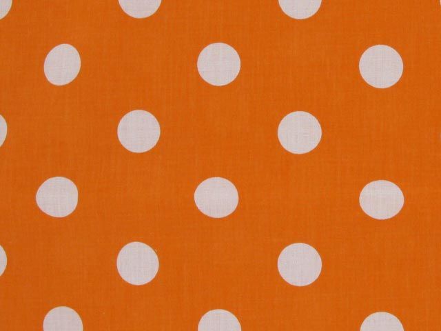 Large White Polka Dot on Orange Background Polycotton Print