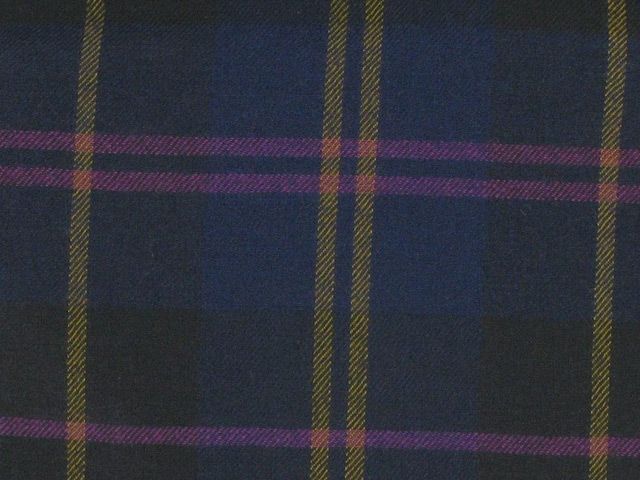 Wool Plaid, Navy with Fuchsia and Gold